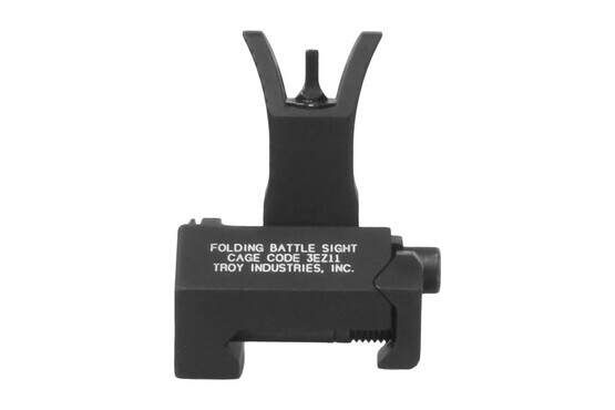 The Troy Industries folding front battle sight features the M4 style and has a black hardcoat anodized finish